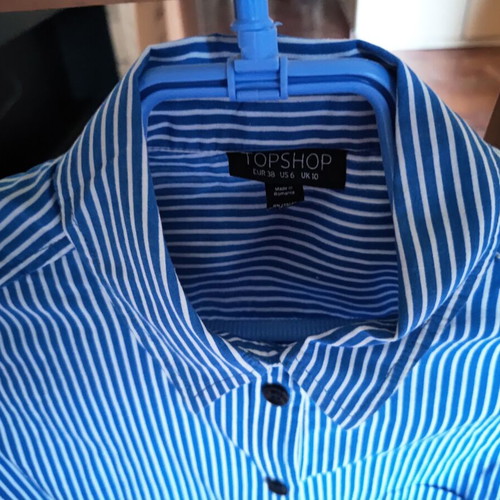 Topshop white/blue striped blouse-shirt like new, size 38
