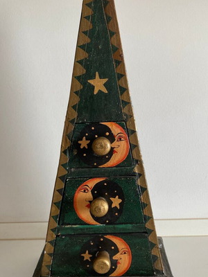 Wooden Pyramid Chest of Drawers used with Hand-Painted Sun Moon Stars