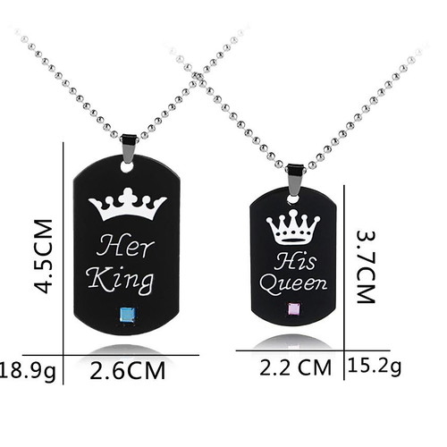 King & Queen Stainless Steel Necklaces with Stone Set new