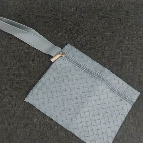 Leather cosmetic toiletry bag like new, turquoise
