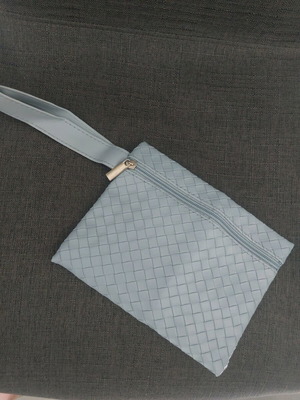 Leather cosmetic toiletry bag like new, turquoise