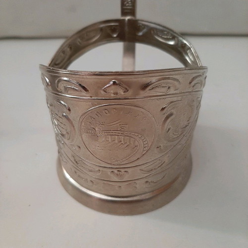 Vintage metal glass holders like new, set of six from Soviet Ukraine