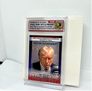 Συλλεκτική κάρτα σύλληψη Donald J Trump σε ακριλική θήκη.