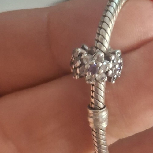 Pandora charm divider with purple and clear cubic zirconia, like new