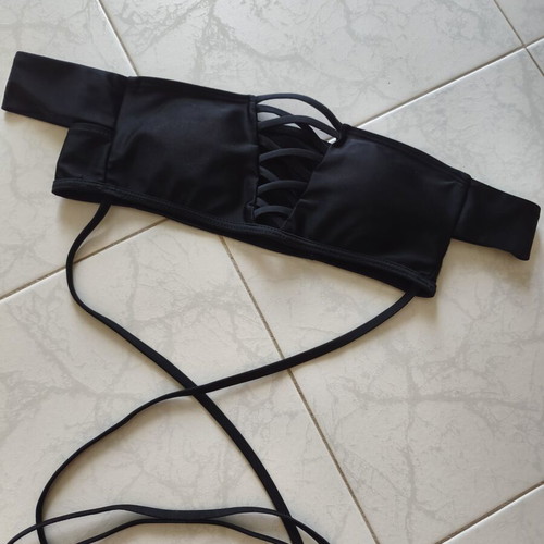 Zaful Bikini swimsuit new, strapless black, versatile ties