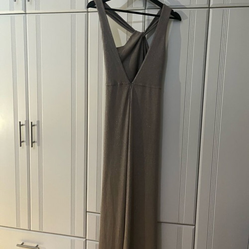 Nadia Rapti Grand Finale lurex jumpsuit new, beige and silver