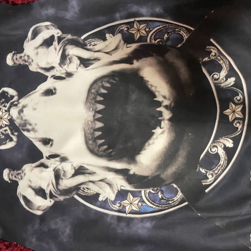 Sweatshirt with design and red sequin sleeves used