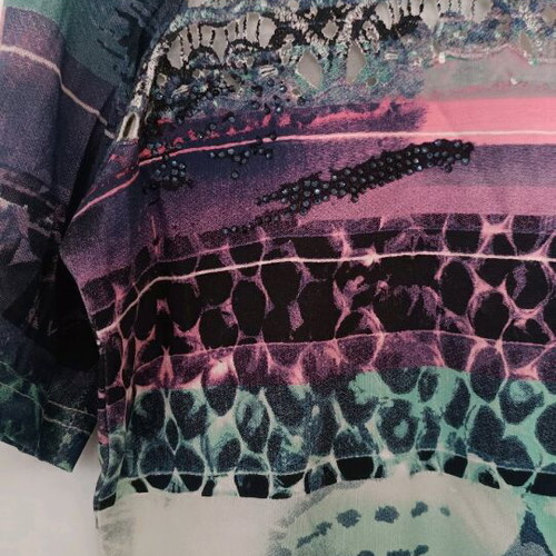 Leonard's blouse like new, size L, lace and rhinestones