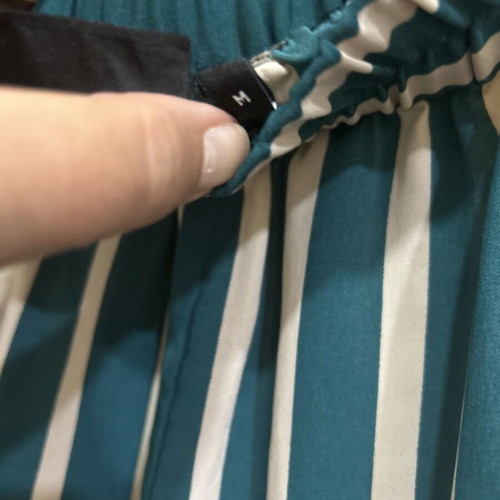 Zizzi women's striped emerald green and cream trousers