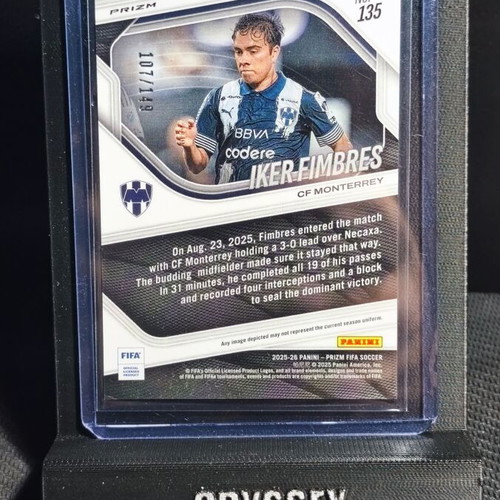 Iker Fimbres 2025-26 Panini Prizm FIFA Rookie Card #135 Red Prizm /149 CF Monterrey