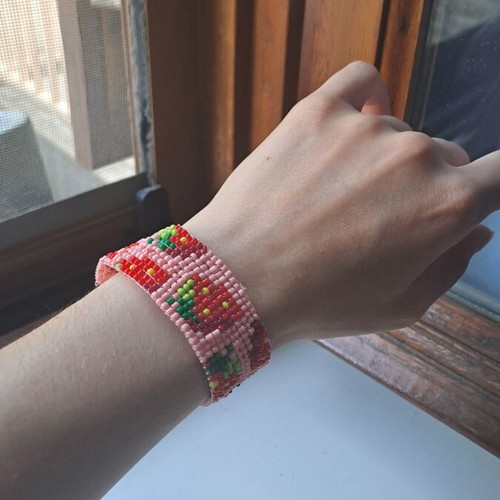 Women's bracelet with strawberries new, handmade