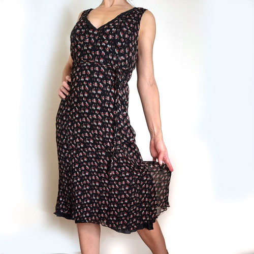 Oltre floral black sleeveless dress used, size S