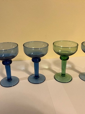 Decorative glass glasses used, set of 4, colored