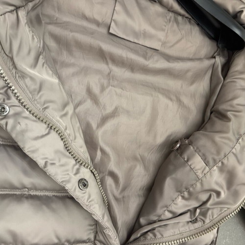 Women's long down jacket with belt like new, beige