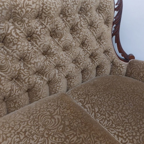 Antique carved wood sofa and armchair set