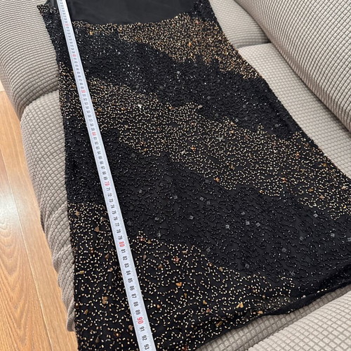 Black evening dress like new with beads and shimmer midi