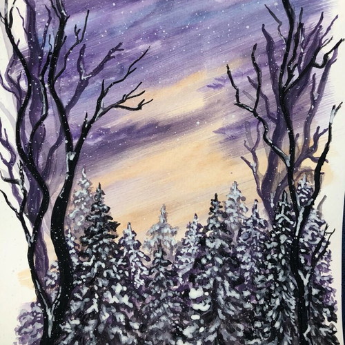 Watercolours art new, winter day 21x29