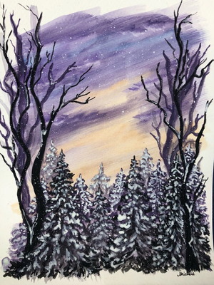 Watercolours art new, winter day 21x29