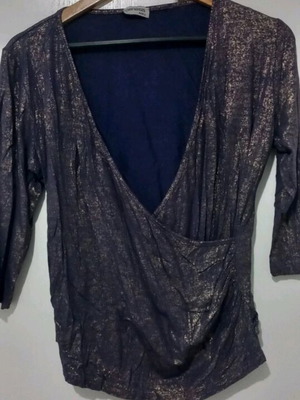 Genesis wrap blouse size L/XL like new, purple gold