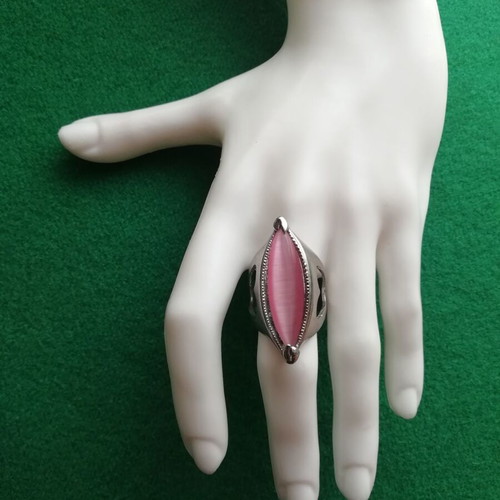 Monopetro ring stainless steel with pink semi-precious stone new