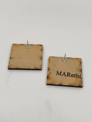 Arkás earrings wooden with stainless steel clasp, like new, 4 cm