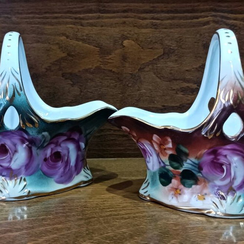 Limoges porcelain basket set new, two pieces