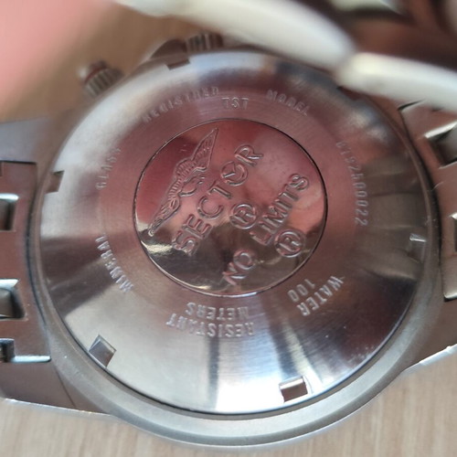 Sector 450 vintage chronograph quartz watch used, black and silver