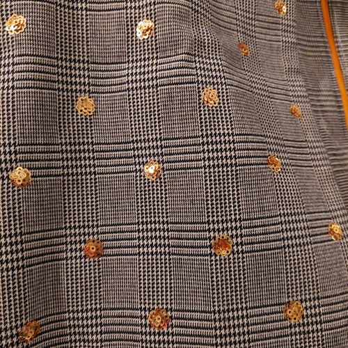 Forel gray checkered vest with gold sequins, size 46, like new