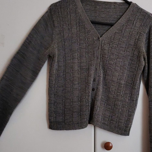 Cardigan used gray, size small-medium, long sleeve with buttons