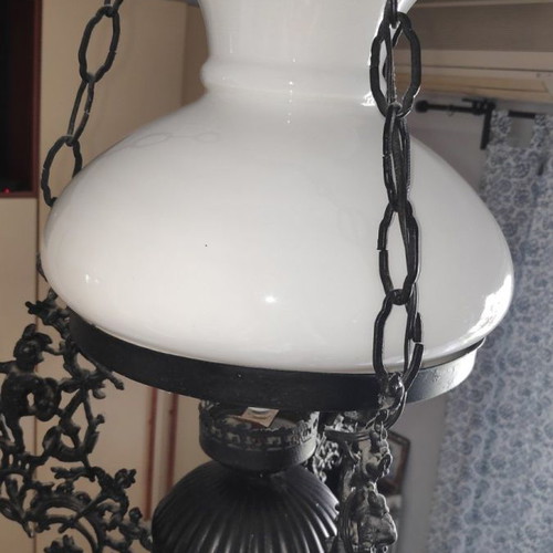 Antique ceiling lamp lamp, with opaline glass