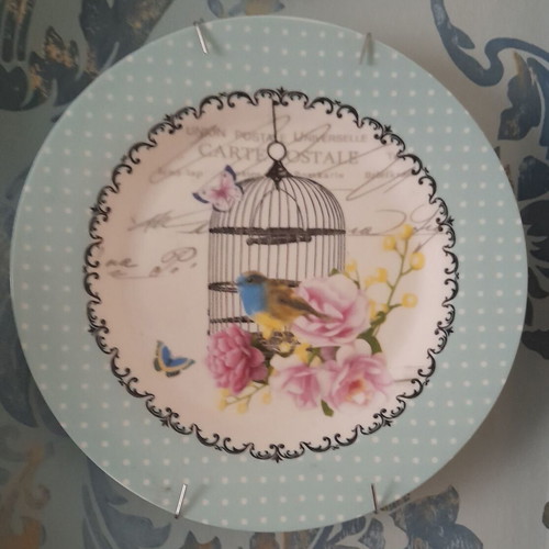 Porcelain plates vintage like new, set of 3, blue-sky shades