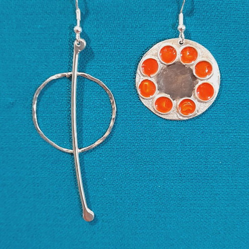 Modern silver earrings 925 silver enamel new