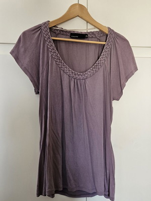 KappAhl short sleeve blouse with knitted detail, dusty purple, M/L