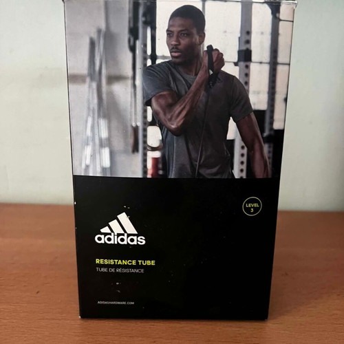 Adidas gym equipment new, large rubber ball 65 cm and level 3 resistance bands