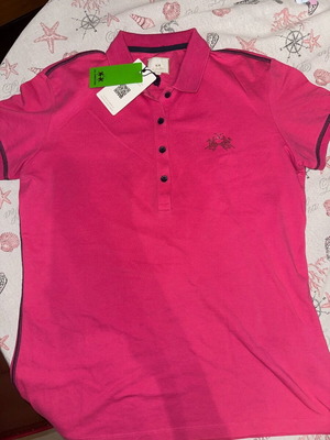 La Martina polo shirt pink, size S, 95% cotton