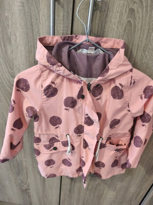 Waterproof jacket for girl like new, pink with hood and belt
