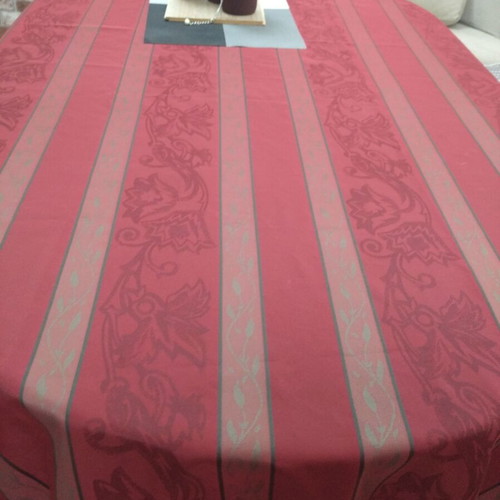 Large tablecloth for oval table, polyester with stain protection