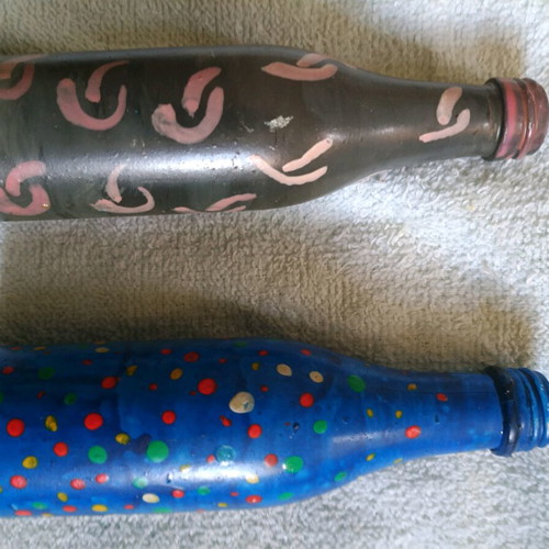 Decorative bottles like new, pack of 12 hand-painted