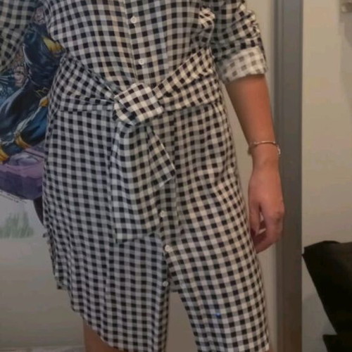Atmosphere checked shirt dress like new, size M 38 10, black and white