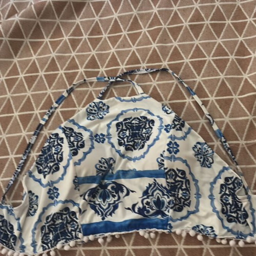 Top with padding like new, white and blue, one size