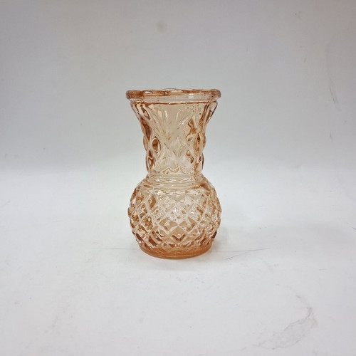 Vintage embossed glass vase 10 cm like new, amber tone