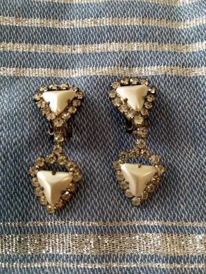 Vintage earrings with clips like new, pearls and Swarovski