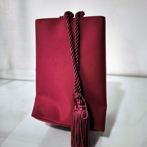 Lalique Super Model Red Burgundy Silk Tassel Handbag
