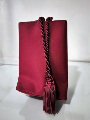 Lalique Super Model Red Burgundy Silk Tassel Handbag