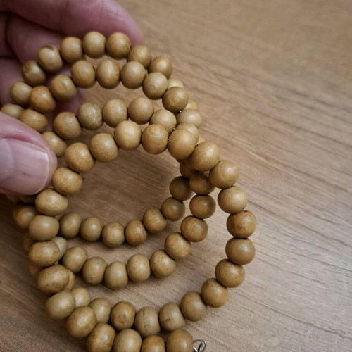 Bracelet with wooden beads.