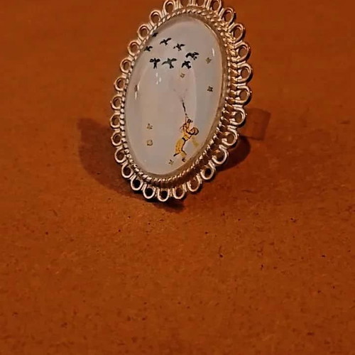Little Prince ring handmade with resin glass and adjustable size