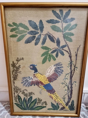 Vintage framed embroidery like new