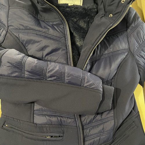 Talence jacket new, blue, hooded with synthetic fur lining