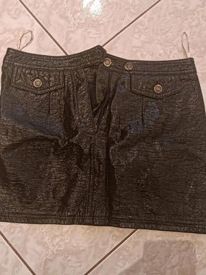 Leather skirt black used, good condition