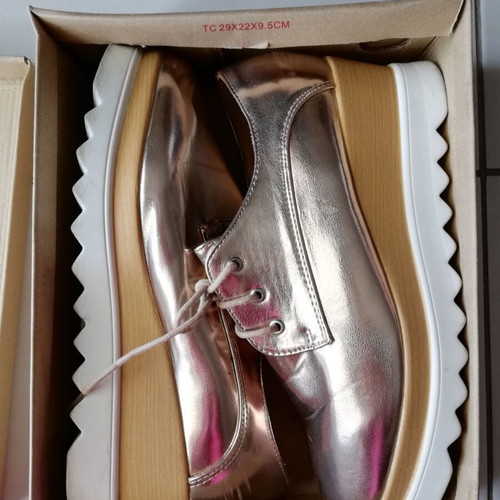 Wedge oxfords size 40 like new, pink gold platform